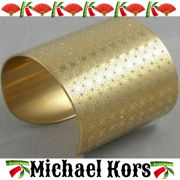 🎋Michael Kors Monogram Etched Filigree CZ Cuff Bracelet - Picture 1 of 9